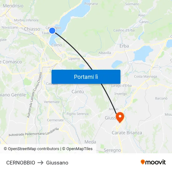 CERNOBBIO to Giussano map