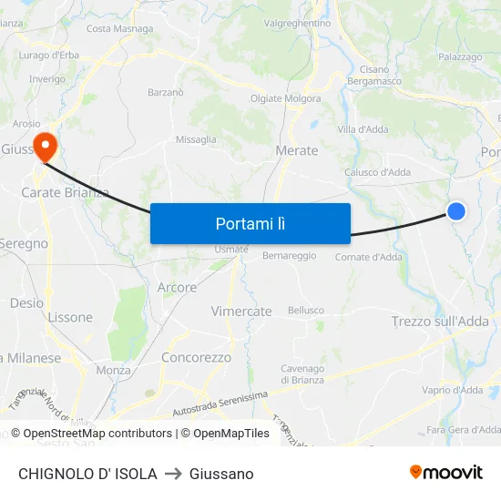 CHIGNOLO D' ISOLA to Giussano map