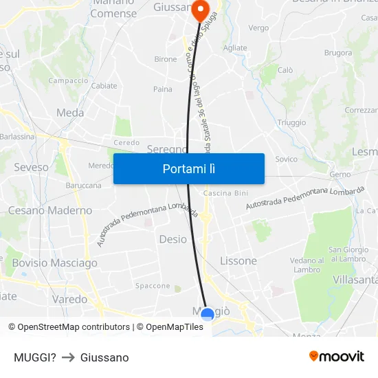 MUGGI? to Giussano map