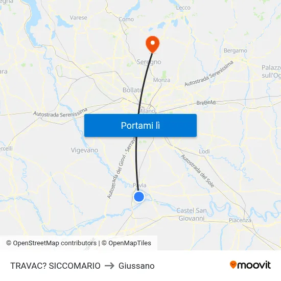 TRAVAC? SICCOMARIO to Giussano map