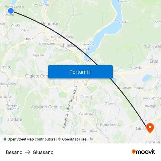 Besano to Giussano map