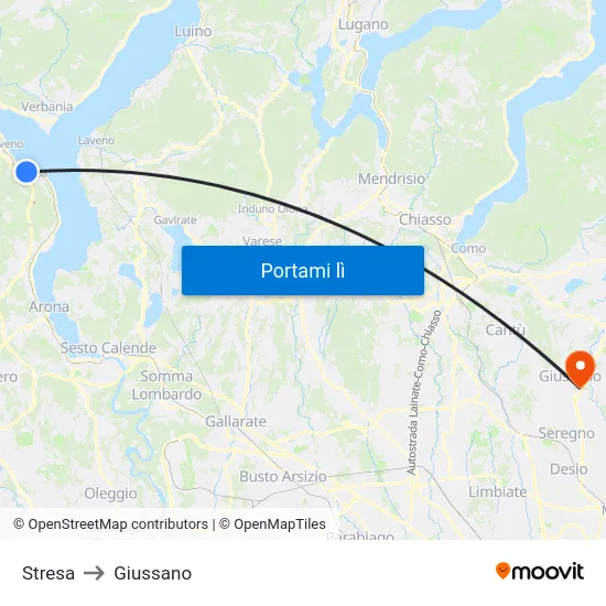 Stresa to Giussano map
