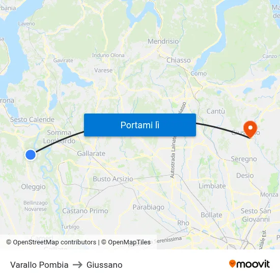 Varallo Pombia to Giussano map