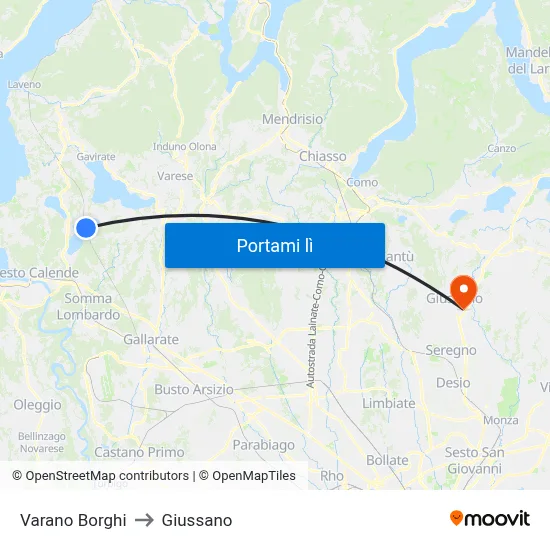 Varano Borghi to Giussano map