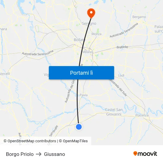 Borgo Priolo to Giussano map