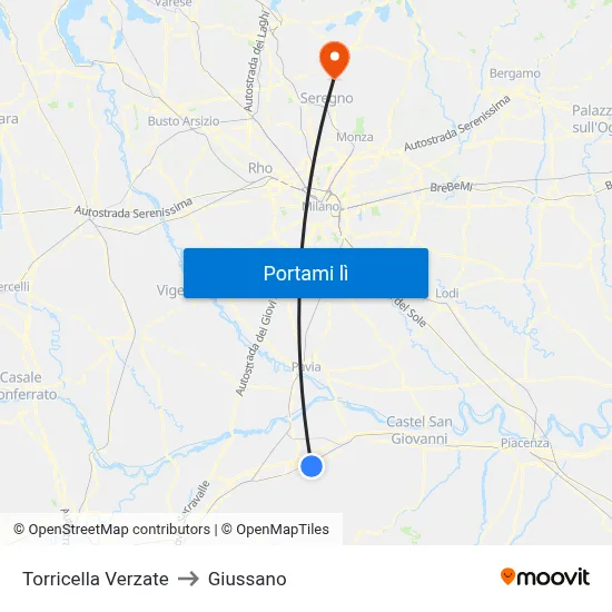 Torricella Verzate to Giussano map
