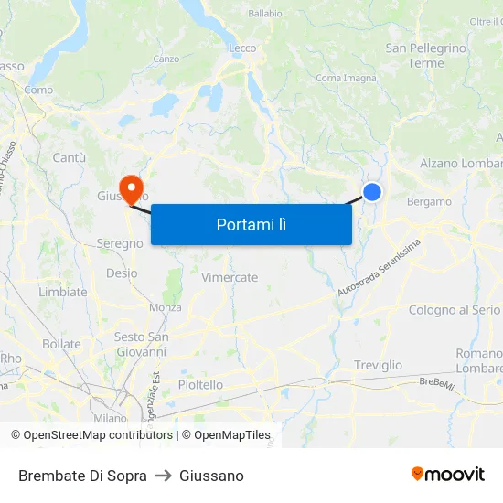 Brembate Di Sopra to Giussano map