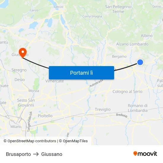 Brusaporto to Giussano map