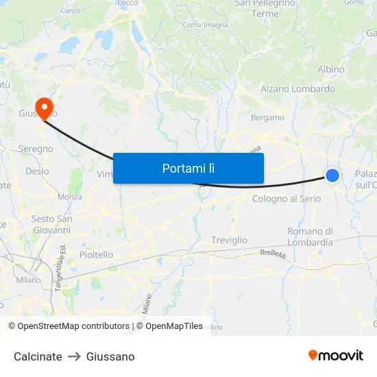 Calcinate to Giussano map