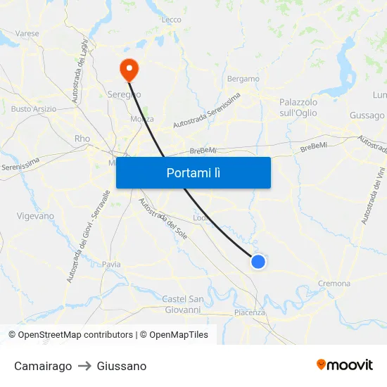 Camairago to Giussano map