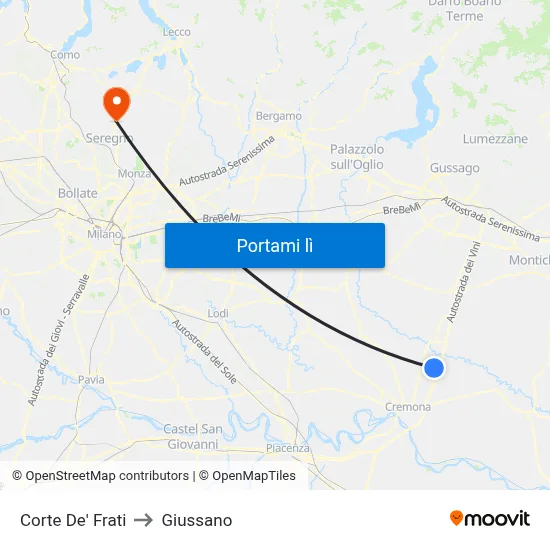 Corte De' Frati to Giussano map