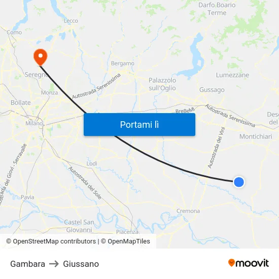Gambara to Giussano map