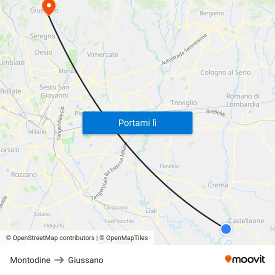 Montodine to Giussano map