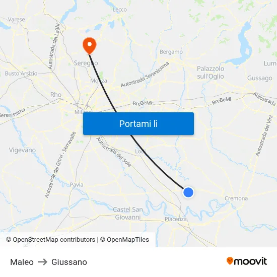 Maleo to Giussano map