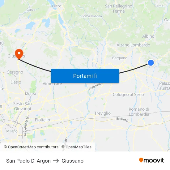 San Paolo D' Argon to Giussano map