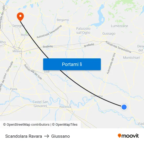 Scandolara Ravara to Giussano map