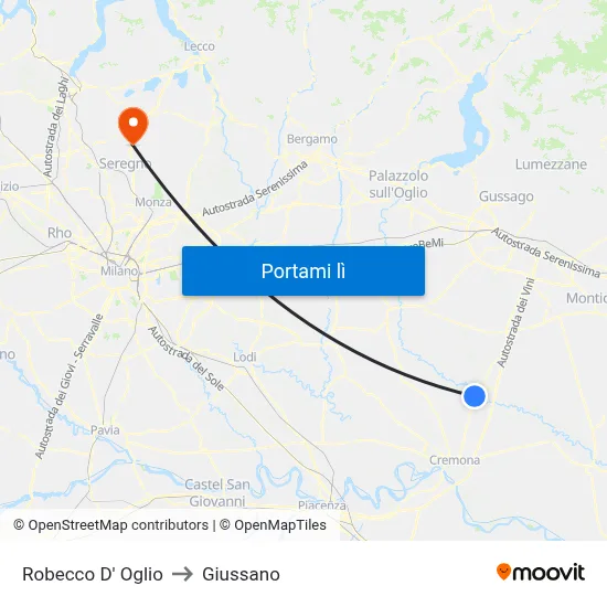 Robecco D' Oglio to Giussano map