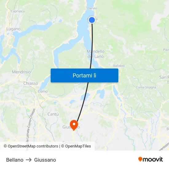 Bellano to Giussano map