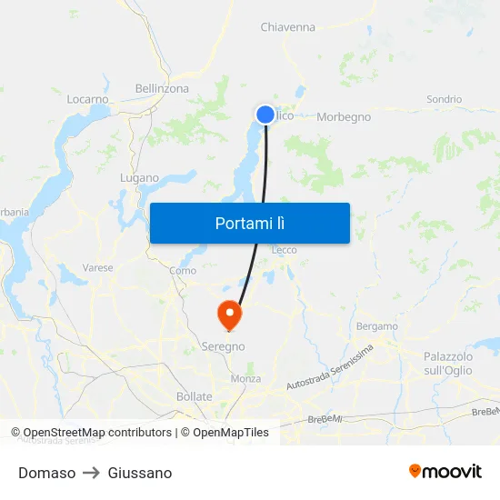 Domaso to Giussano map