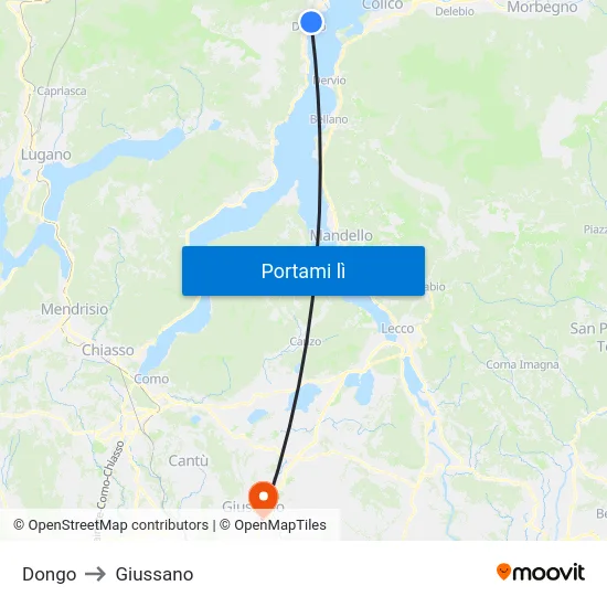 Dongo to Giussano map