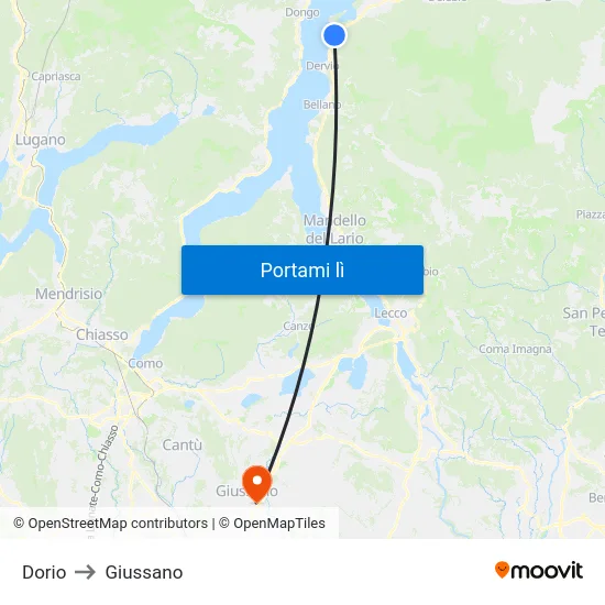 Dorio to Giussano map
