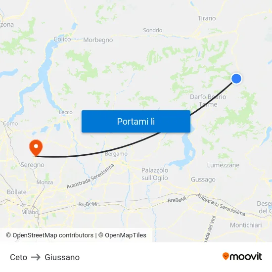 Ceto to Giussano map