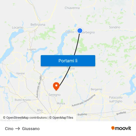 Cino to Giussano map