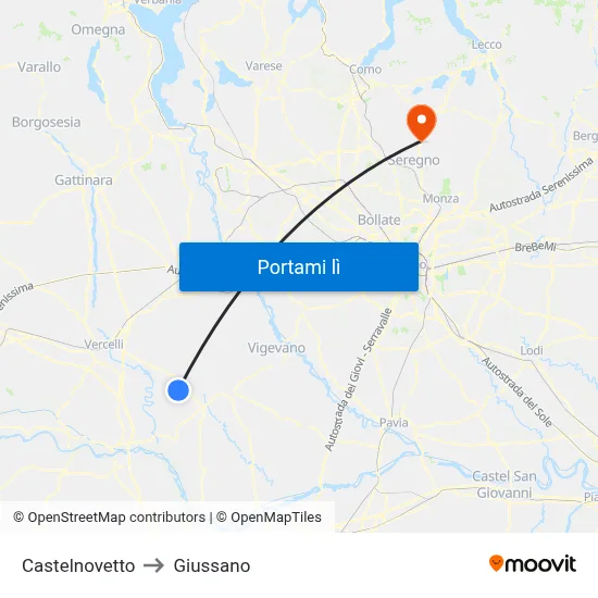 Castelnovetto to Giussano map