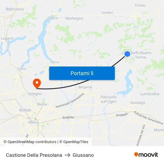 Castione Della Presolana to Giussano map
