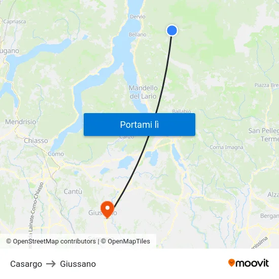 Casargo to Giussano map