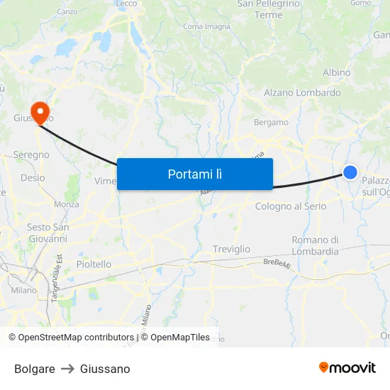 Bolgare to Giussano map