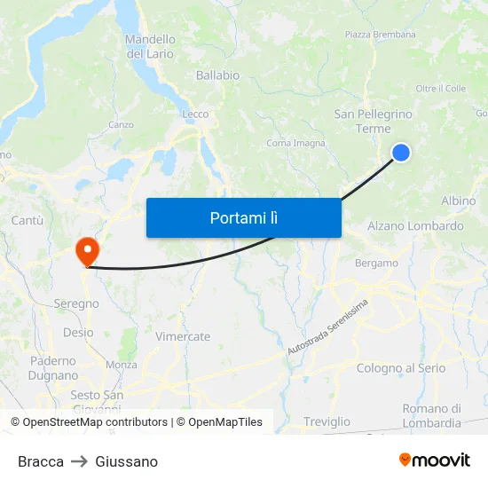 Bracca to Giussano map