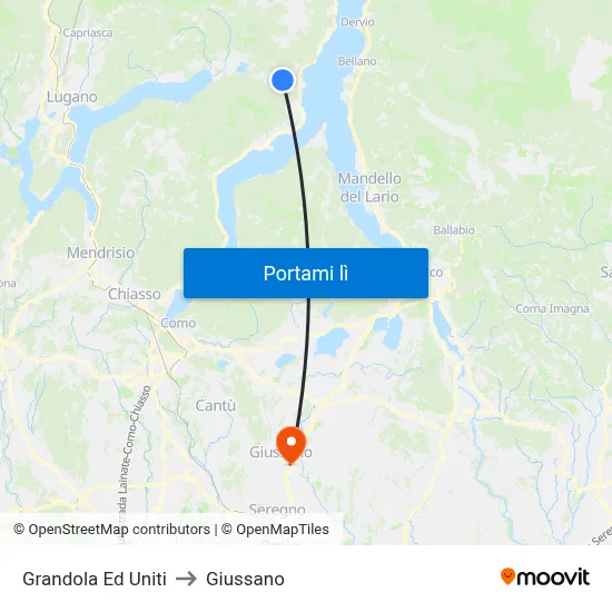 Grandola Ed Uniti to Giussano map