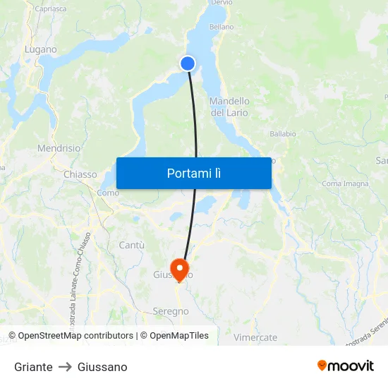 Griante to Giussano map