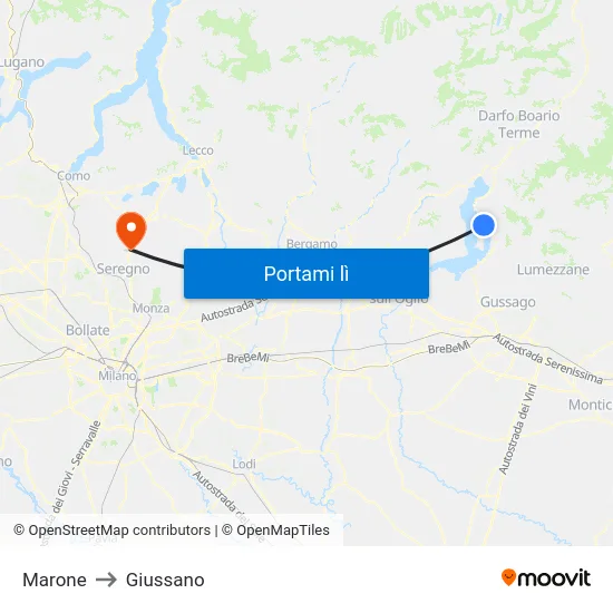 Marone to Giussano map