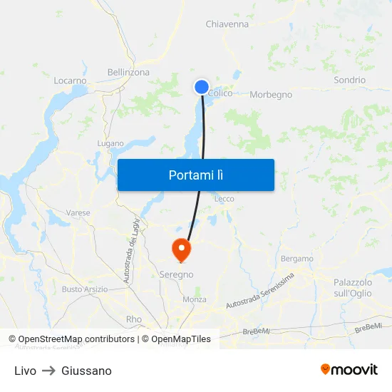 Livo to Giussano map