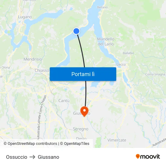 Ossuccio to Giussano map