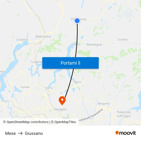 Mese to Giussano map