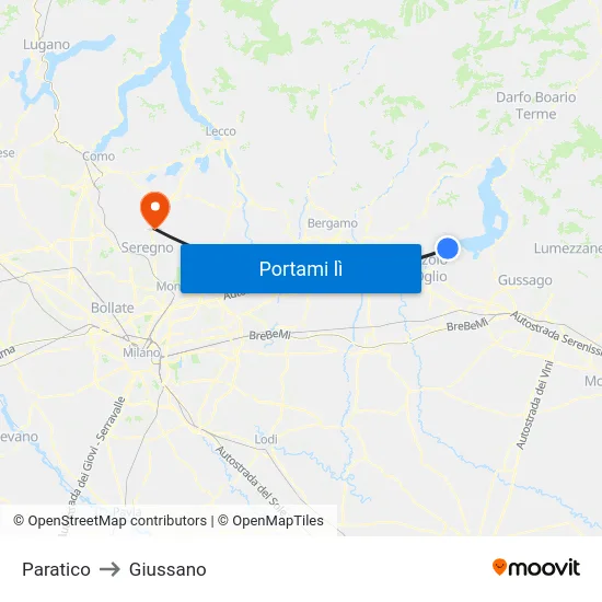 Paratico to Giussano map