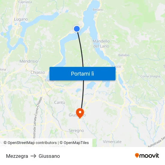 Mezzegra to Giussano map