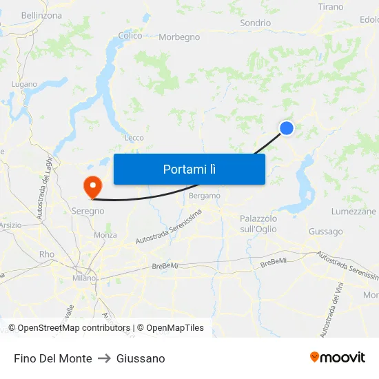 Fino Del Monte to Giussano map