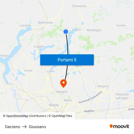 Garzeno to Giussano map
