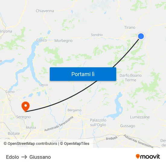 Edolo to Giussano map