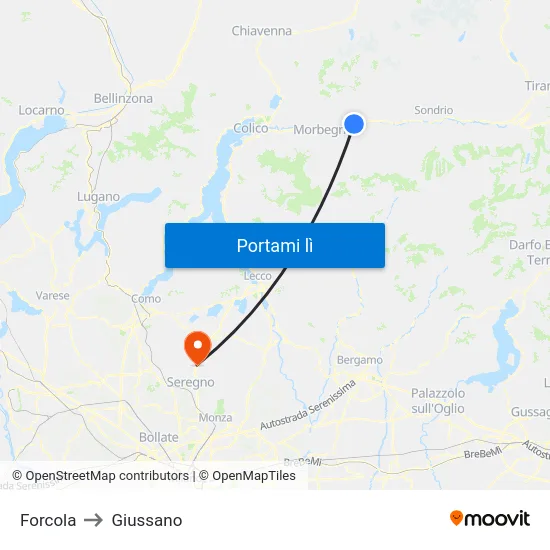 Forcola to Giussano map