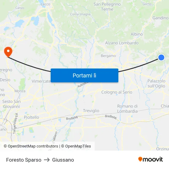 Foresto Sparso to Giussano map
