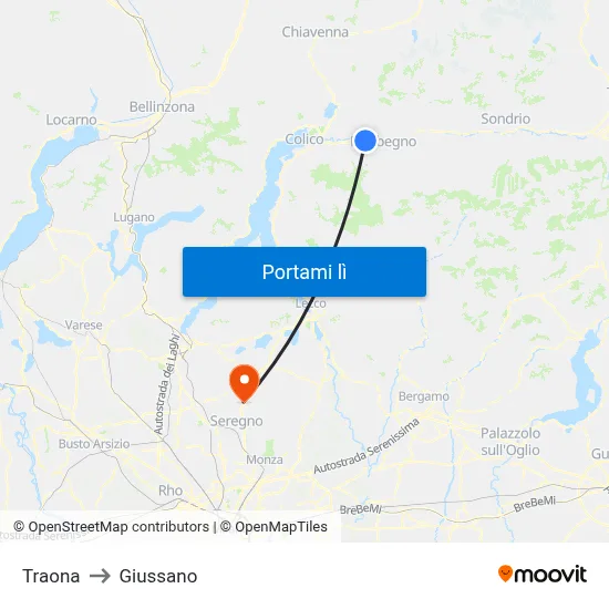 Traona to Giussano map