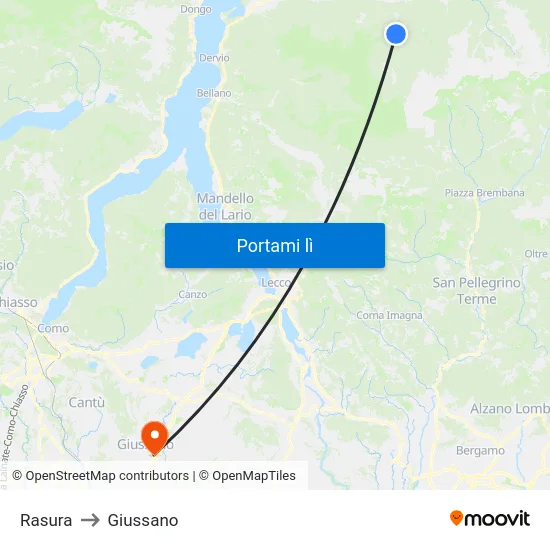 Rasura to Giussano map