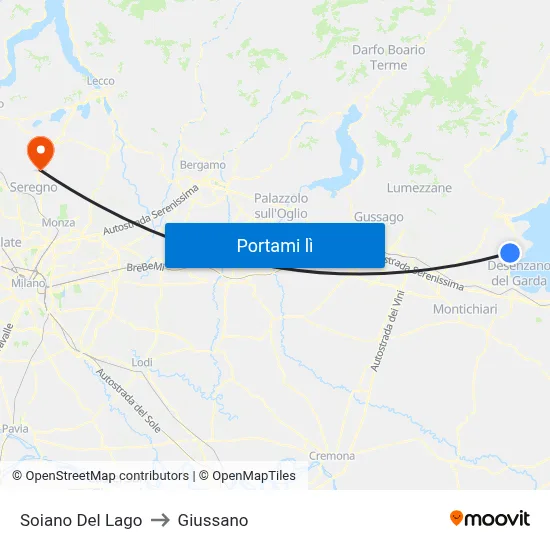 Soiano Del Lago to Giussano map
