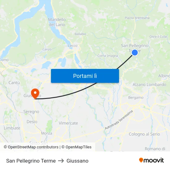 San Pellegrino Terme to Giussano map