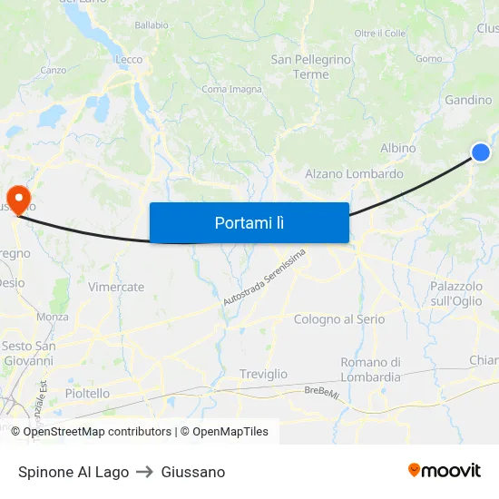 Spinone Al Lago to Giussano map